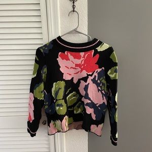 Anthropologie Floral cropped sweater size M. Slight mock turtleneck